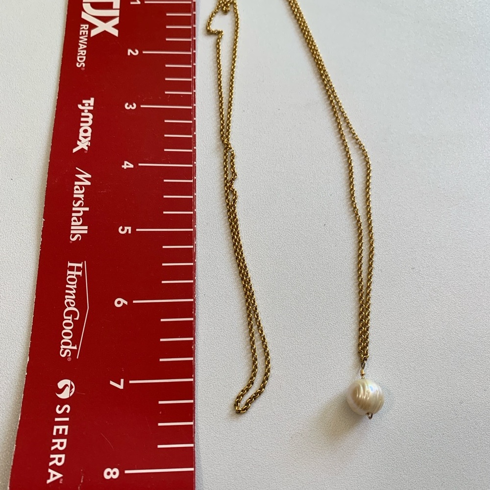 Elegant Gold Necklace with Genuine Pearl Pendant, 2 in 1 - Picture 6 of 7